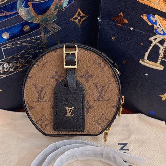閒置新 路易威登/Louis Vuitton Boite Chapeau Mini 焦糖色小硬餅 芯片款-0