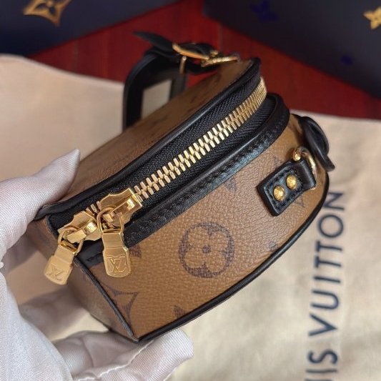 閒置新 路易威登/Louis Vuitton Boite Chapeau Mini 焦糖色小硬餅 芯片款-3