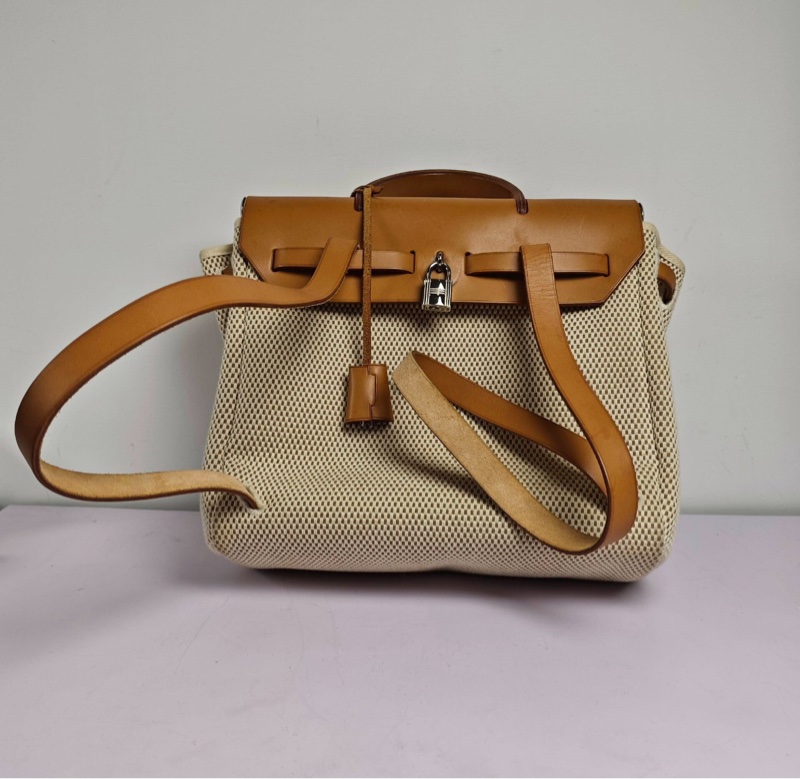 【超經典配色❗️入門之選✨全網最低價】Hermes Herbag 31米棕單肩｜雙肩｜斜背 中古包-4