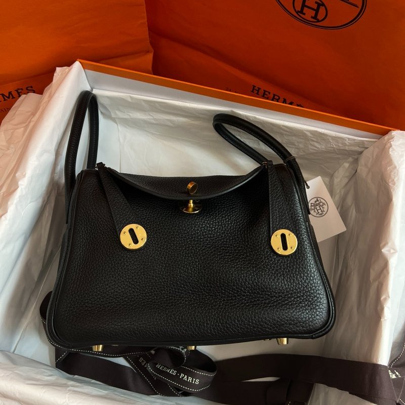 閒置品 Hermes愛馬仕 Lindy26 黑金TC皮 Y刻 手提包-0