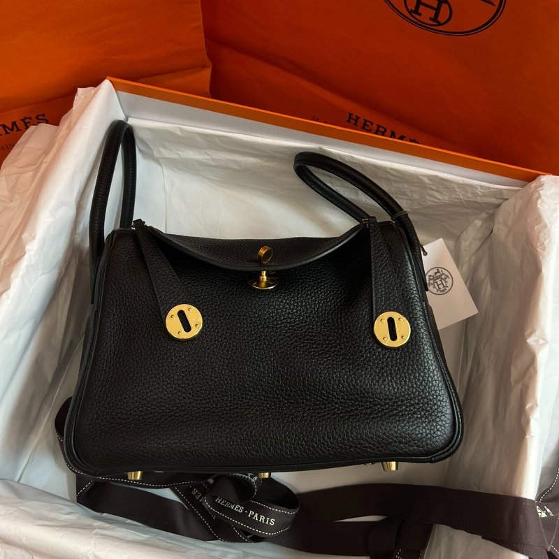 閒置品 Hermes愛馬仕 Lindy26 黑金TC皮 Y刻 手提包-5