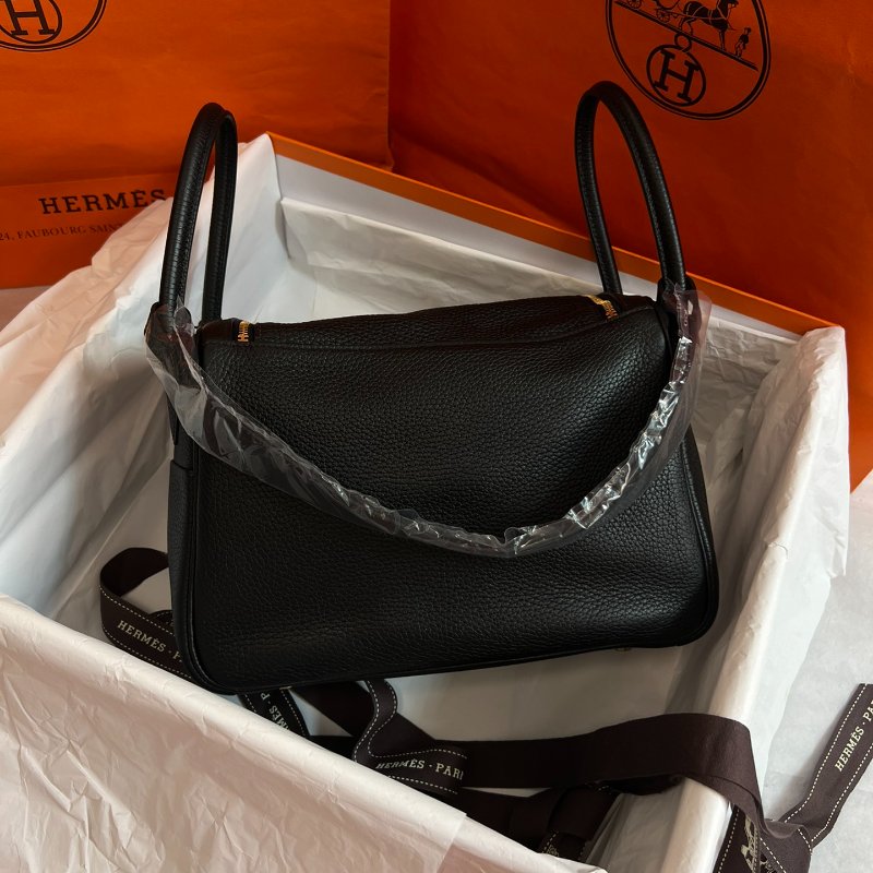 閒置品 Hermes愛馬仕 Lindy26 黑金TC皮 Y刻 手提包-6