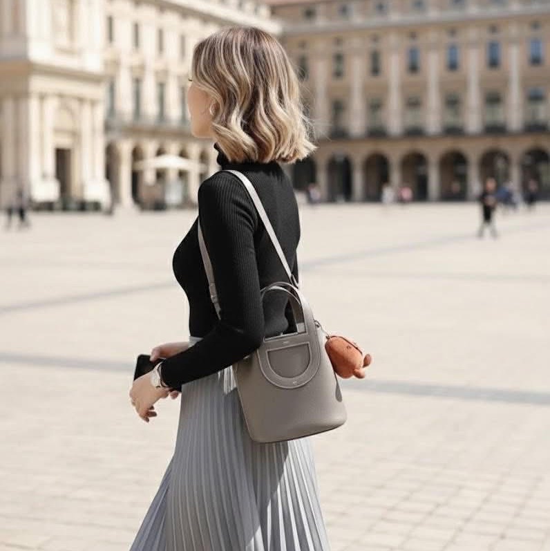 Hermes in the loop18 全新商品 黑色金扣 豬鼻子 菜籃子-3