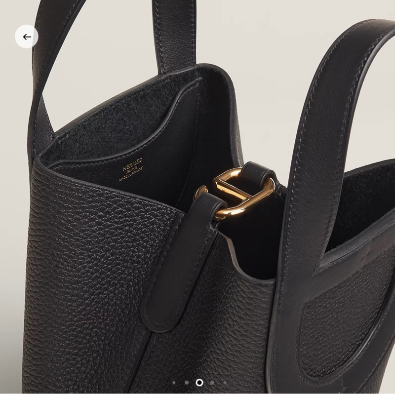 Hermes in the loop18 全新商品 黑色金扣 豬鼻子 菜籃子-4