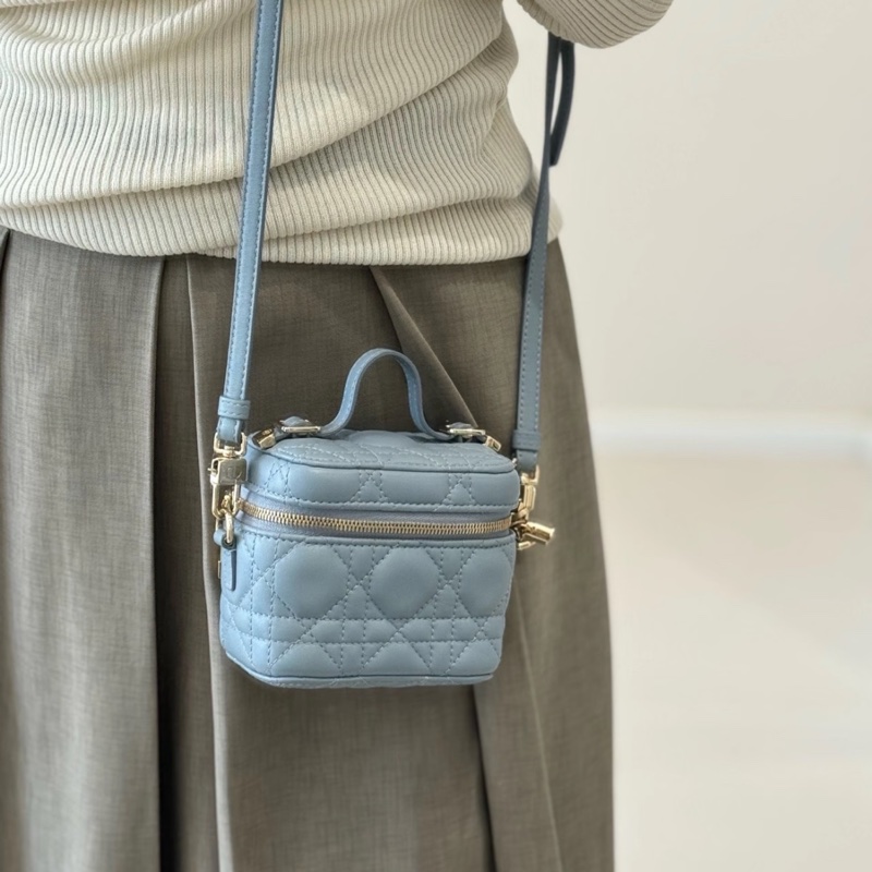 【95%新✨實用小包✨全網最低價】Dior Lady Dior Vanity  Mini 化妝盒子 超迷你羊皮藤格紋|斜背包|單肩包-1