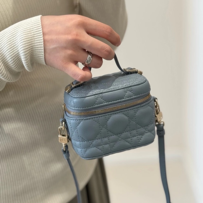 【95%新✨實用小包✨全網最低價】Dior Lady Dior Vanity  Mini 化妝盒子 超迷你羊皮藤格紋|斜背包|單肩包-2