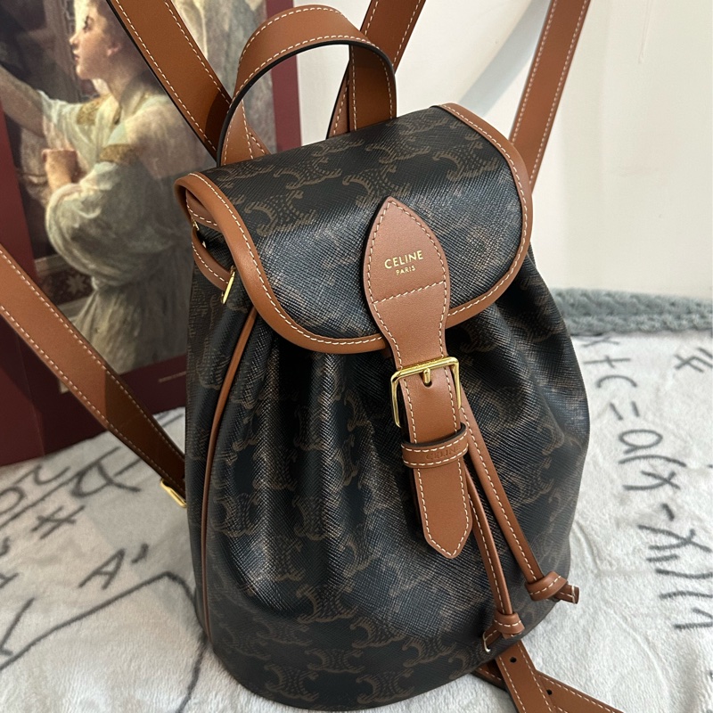 【全🆕】Celine Folco mini迷你老花帆布拼牛皮背包 Backpack-0