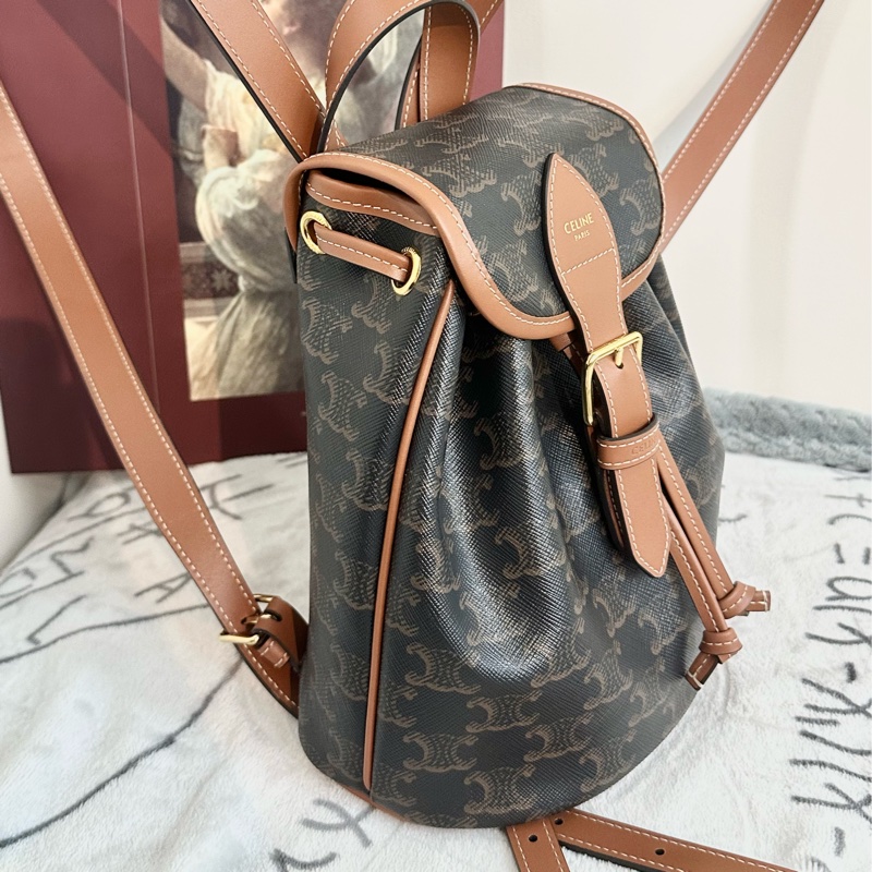 【全🆕】Celine Folco mini迷你老花帆布拼牛皮背包 Backpack-2