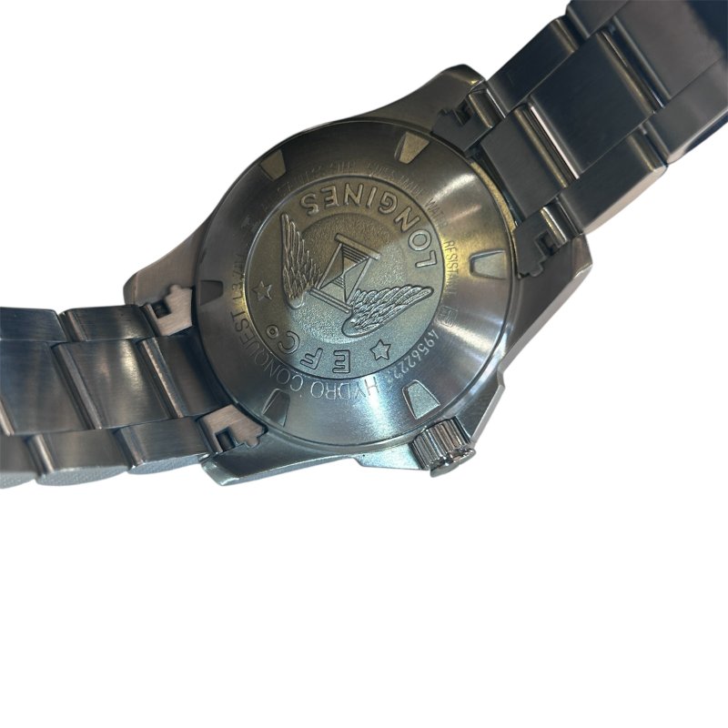 LONGINES銀色黑面機械鍊帶錶-4