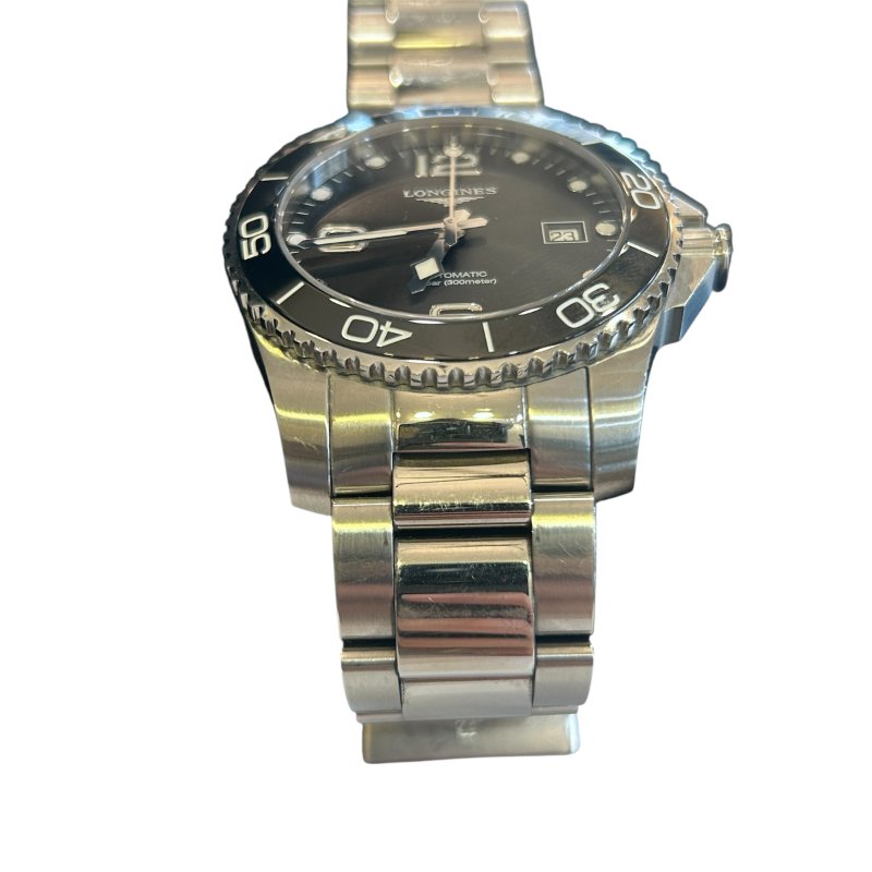 LONGINES銀色黑面機械鍊帶錶-6