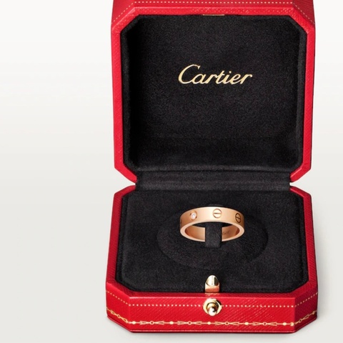 Cartier玫瑰金Love戒指小型款1顆鑽石B4050749