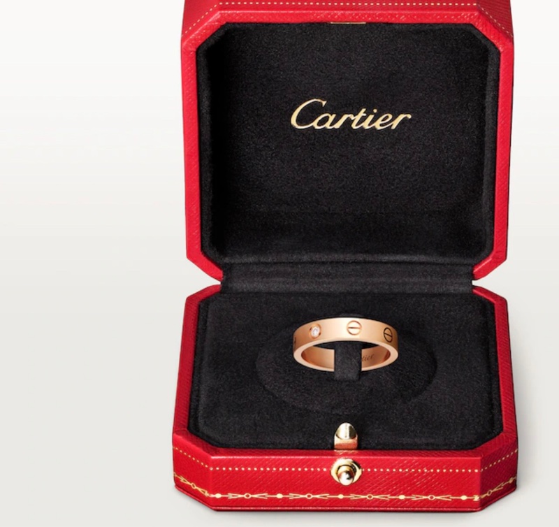 Cartier玫瑰金Love戒指小型款1顆鑽石B4050749-0