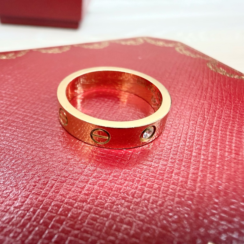 Cartier玫瑰金Love戒指小型款1顆鑽石B4050749-3