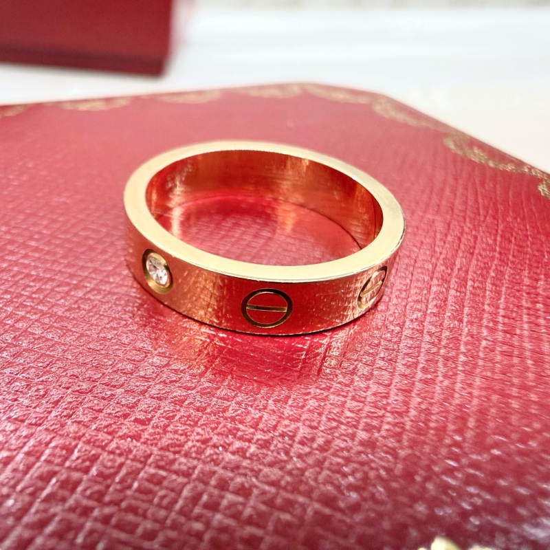 Cartier玫瑰金Love戒指小型款1顆鑽石B4050749-4