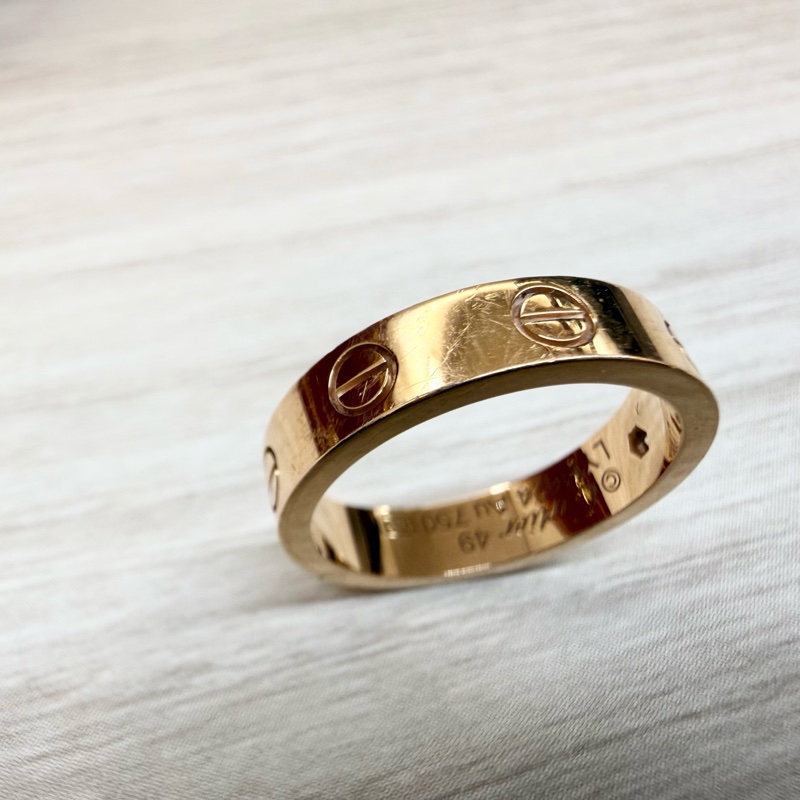 Cartier玫瑰金Love戒指小型款1顆鑽石B4050749-9