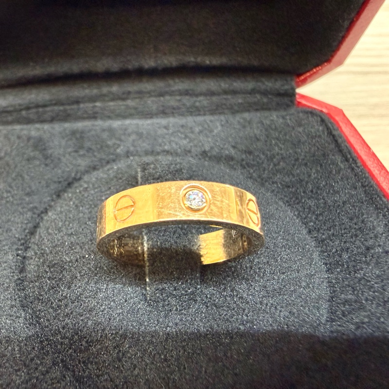 Cartier玫瑰金Love戒指小型款1顆鑽石B4050749-11