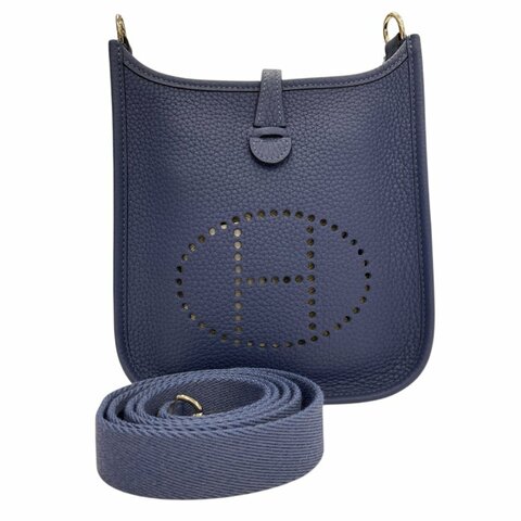 HERMES 愛馬仕 Evelyne16 藍色 銀扣