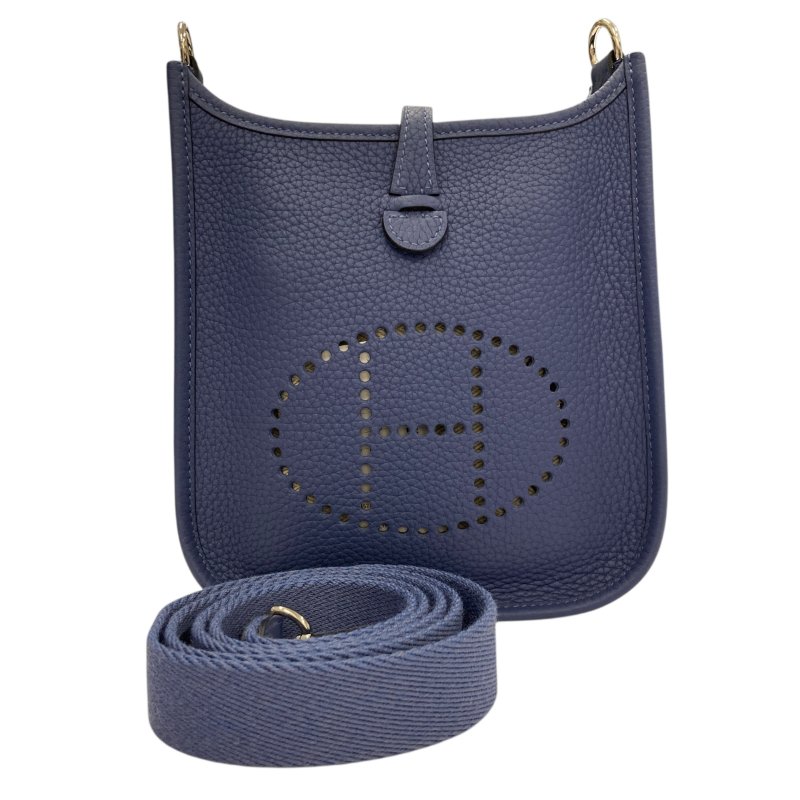 HERMES 愛馬仕 Evelyne16 藍色 銀扣-0
