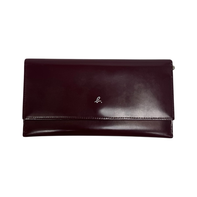 Agnes B酒紅色漆皮長夾 中古 二手-4