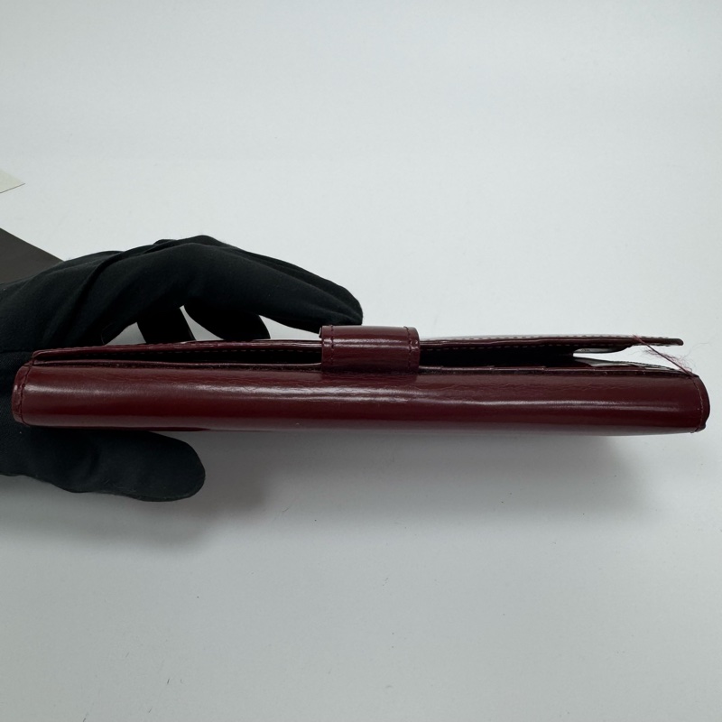 Agnes B酒紅色漆皮長夾 中古 二手-6
