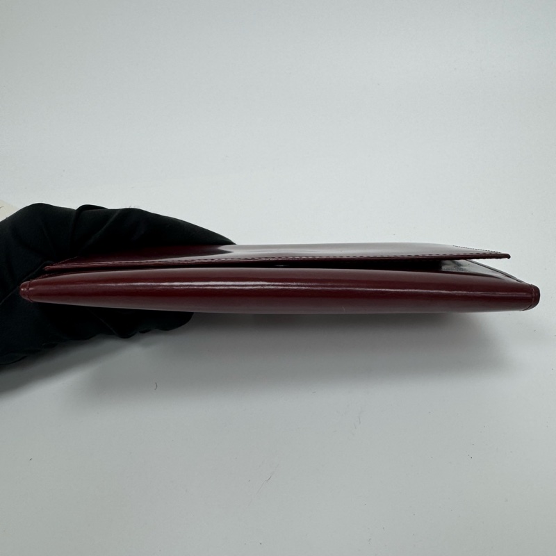 Agnes B酒紅色漆皮長夾 中古 二手-7