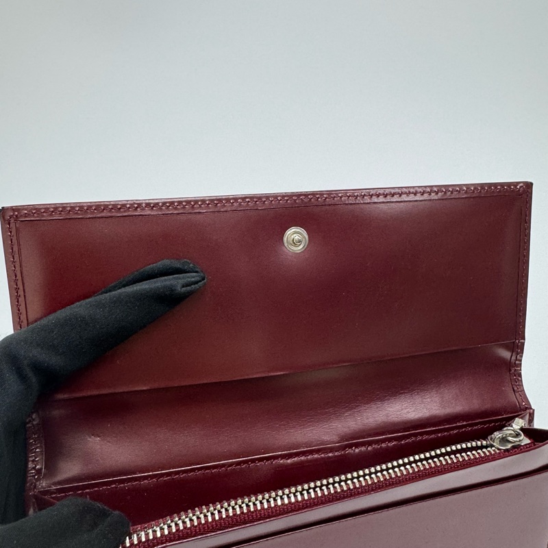 Agnes B酒紅色漆皮長夾 中古 二手-11
