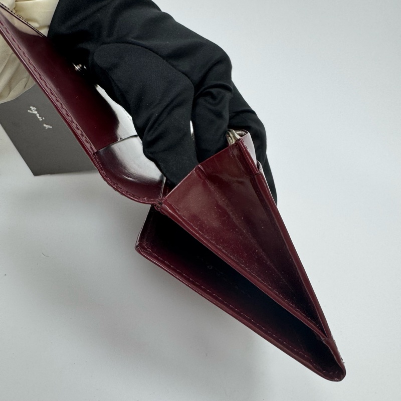 Agnes B酒紅色漆皮長夾 中古 二手-13