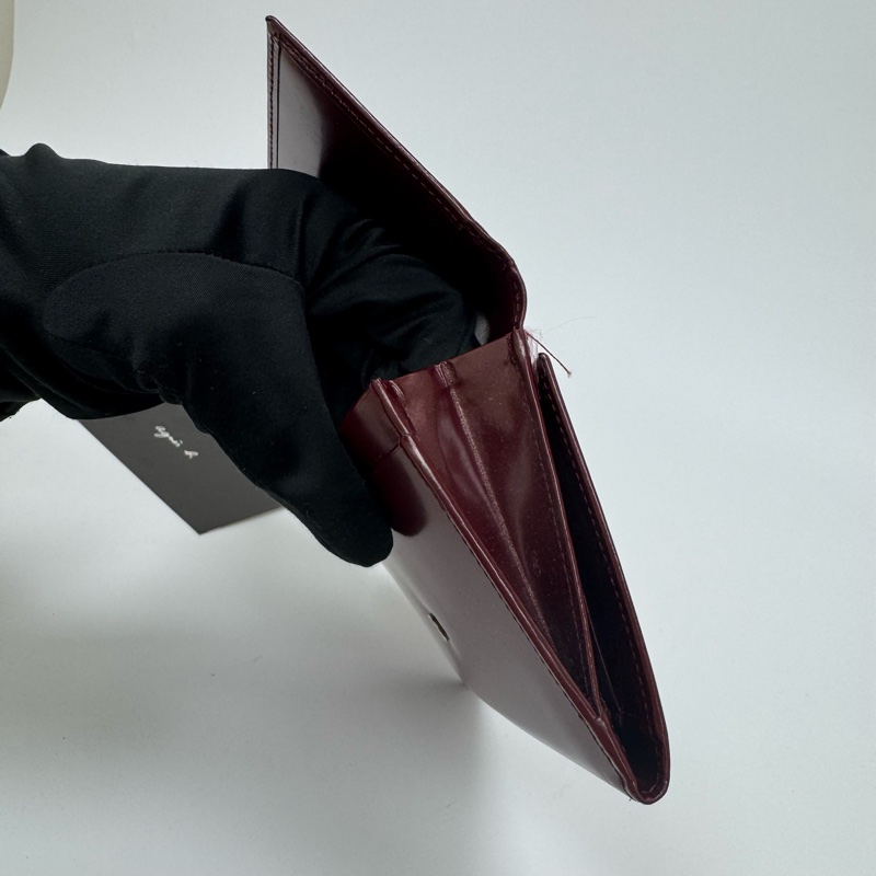 Agnes B酒紅色漆皮長夾 中古 二手-14