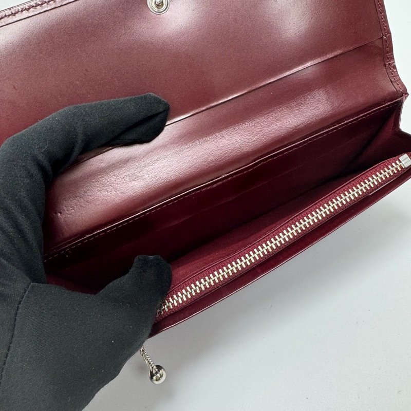 Agnes B酒紅色漆皮長夾 中古 二手-16