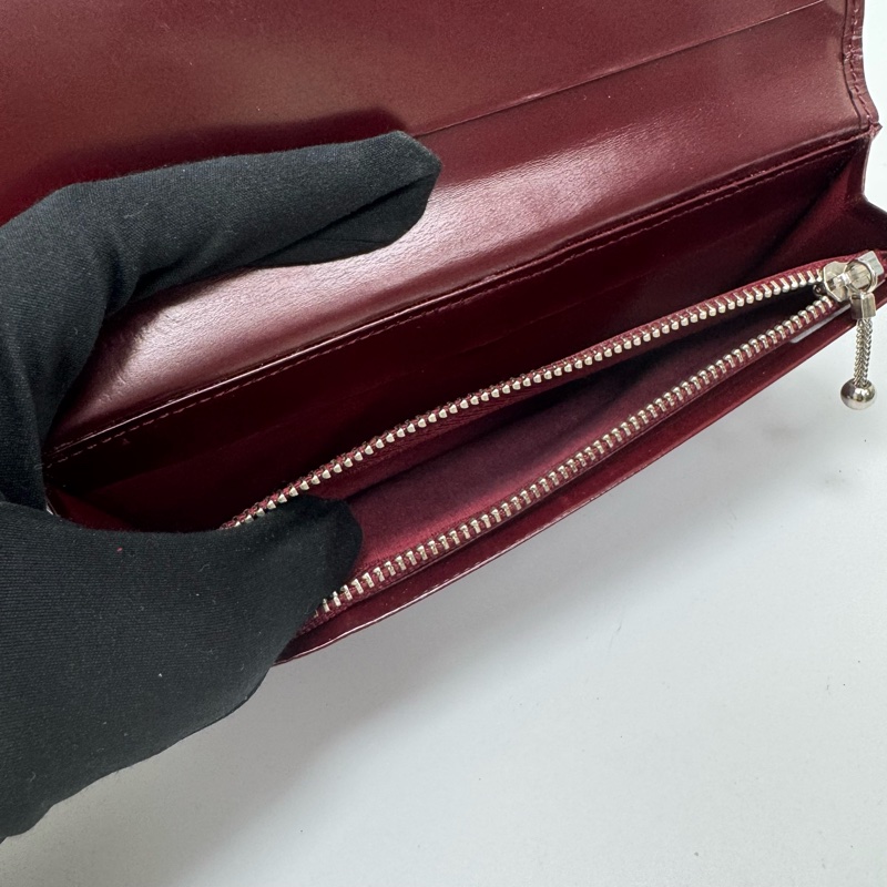 Agnes B酒紅色漆皮長夾 中古 二手-19