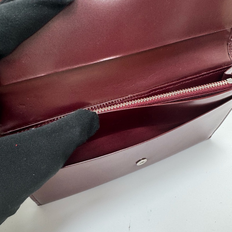 Agnes B酒紅色漆皮長夾 中古 二手-21