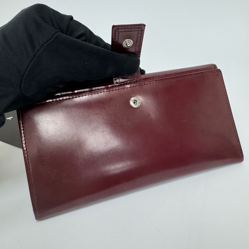 Agnes B酒紅色漆皮長夾 中古 二手-30