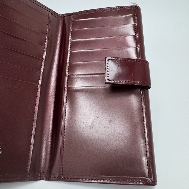 Agnes B酒紅色漆皮長夾 中古 二手-34