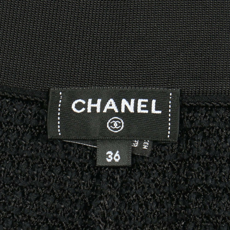 香奈兒 (CHANEL) CC Logo 紐帶針織褲 P77026K11108 棉黏膠混紡 黑白 二手 女士 Coco-2