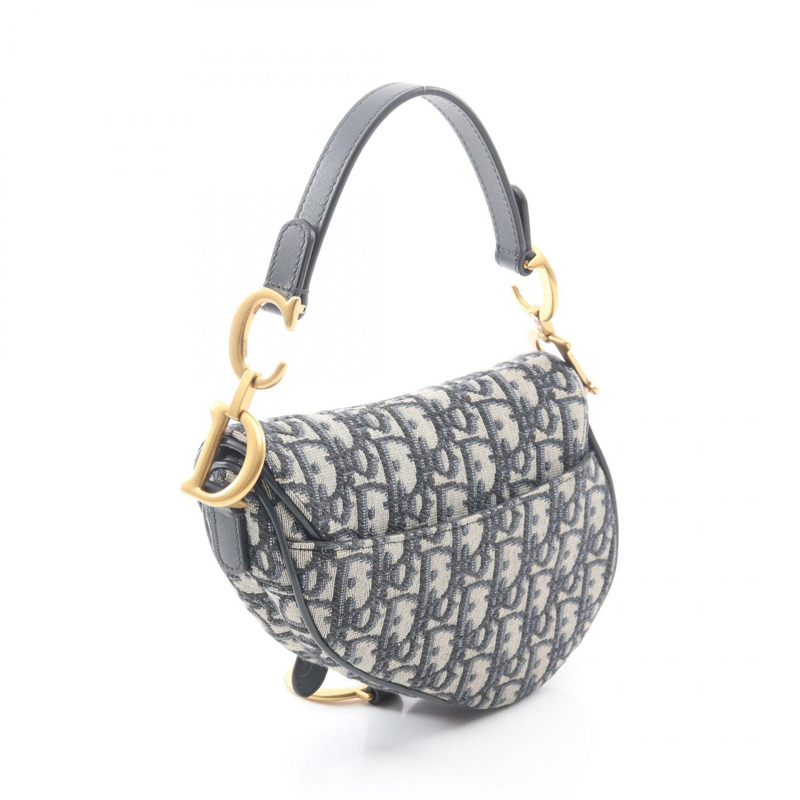 Christian Dior SADDLE Oblique 手提包 M0447CTZQ 帆布海軍藍米色 二手 女士 CD-1