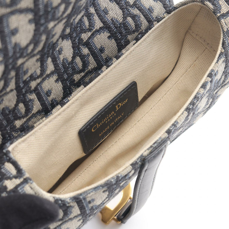 Christian Dior SADDLE Oblique 手提包 M0447CTZQ 帆布海軍藍米色 二手 女士 CD-2