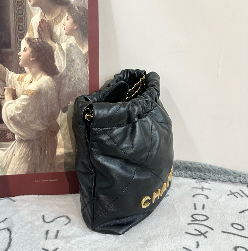 【全新閑置】Chanel 22包迷你 mini 手提包 斜挎包 單肩包 黑金 black-1