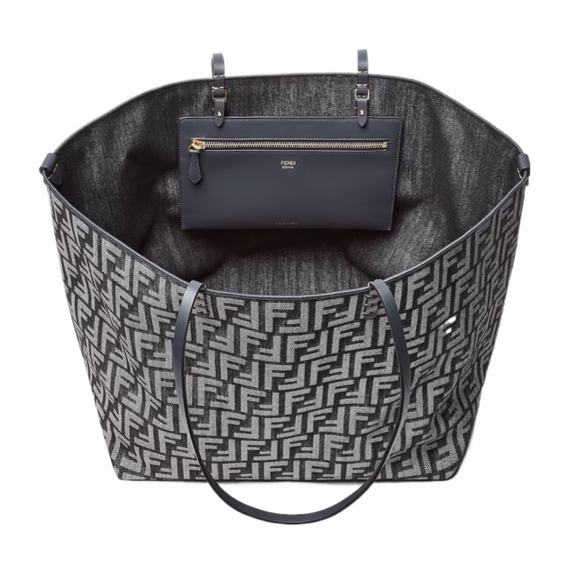Fendi 女士 牛仔效果 FF 提花雙面購物袋均碼碼大號、35cm*19.5cm*32cm-4