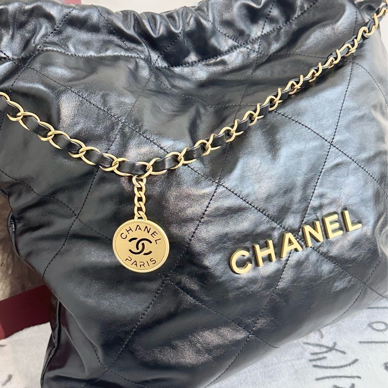 【全新閑置】Chanel 22bag中號 單肩包 黑金black-1