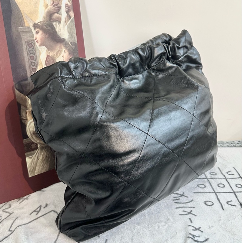 【全新閑置】Chanel 22bag中號 單肩包 黑金black-3