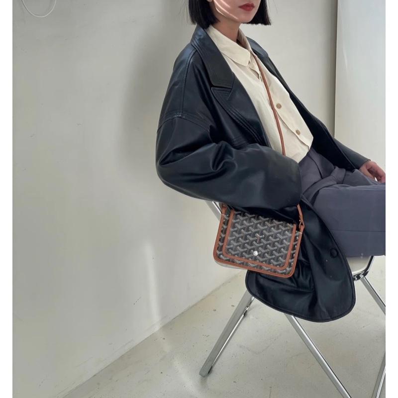 Goyard戈雅  棕色老花Plumet三層信封包-8