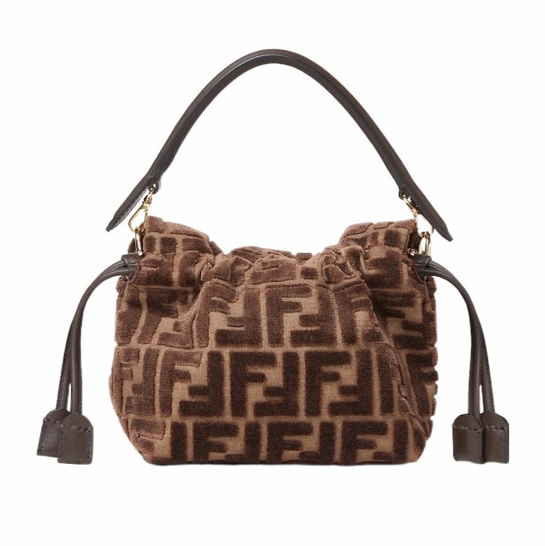 Fendi 女士 Mamma Baguette FF 提花天鵝絨迷你包均碼碼MINI、16cm*10cm*13cm-1