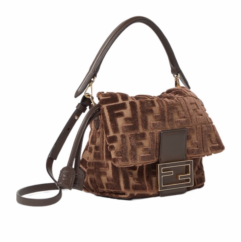 Fendi 女士 Mamma Baguette FF 提花天鵝絨迷你包均碼碼MINI、16cm*10cm*13cm-3