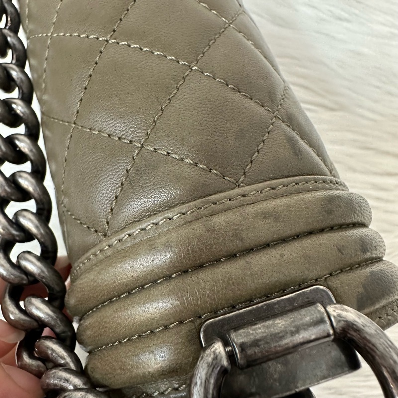 特價出清🌸Chanel A67086 墨綠色銀釦boy25-20