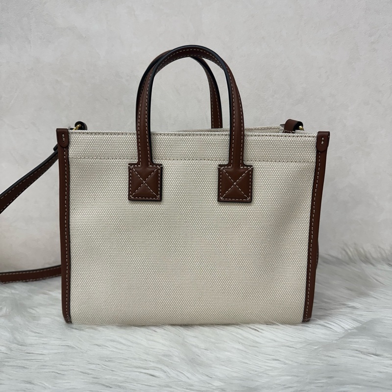 burberry 80441431 白帆布咖邊兩用包 斜背包-2