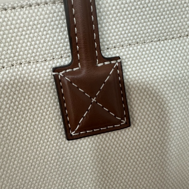 burberry 80441431 白帆布咖邊兩用包 斜背包-9