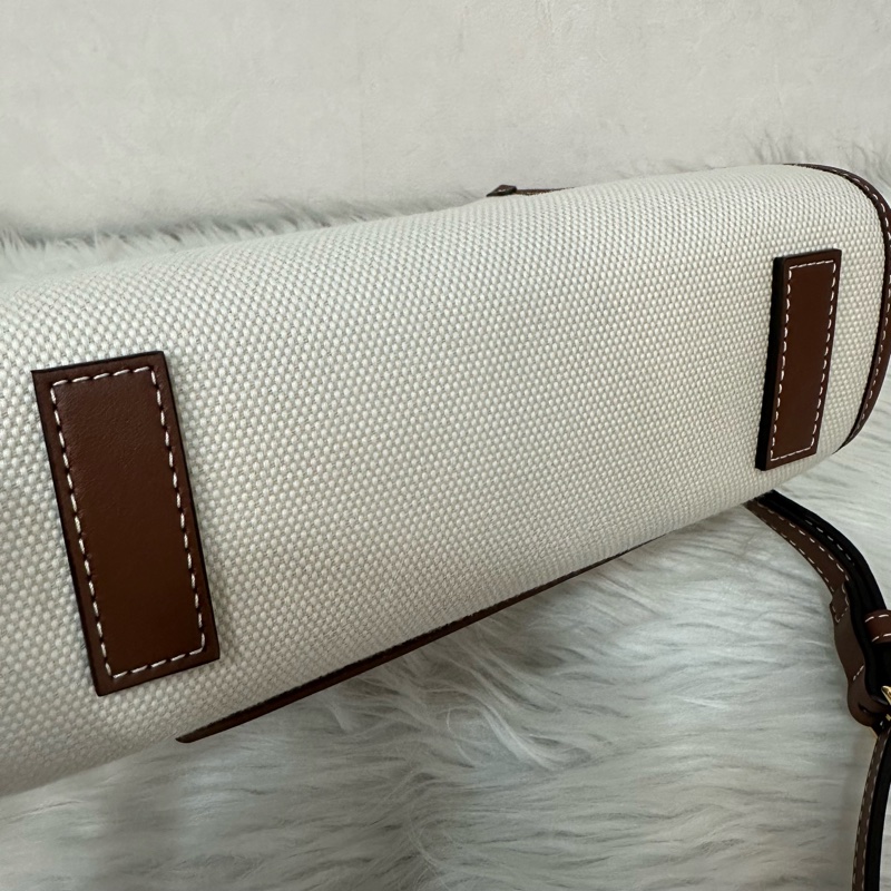 burberry 80441431 白帆布咖邊兩用包 斜背包-11