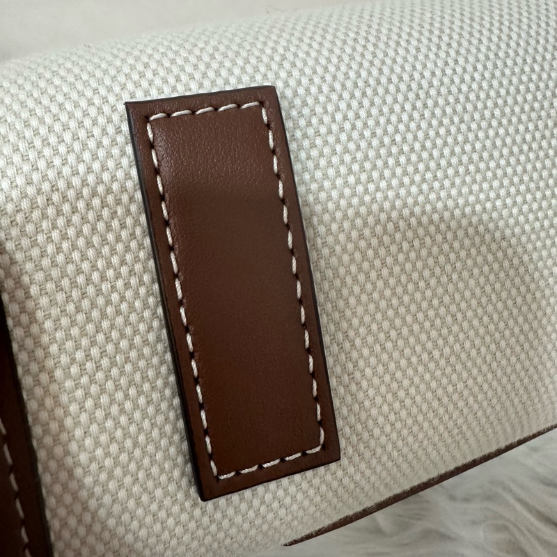 burberry 80441431 白帆布咖邊兩用包 斜背包-12