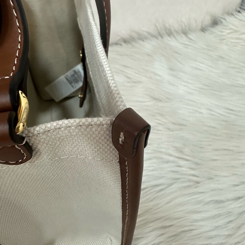 burberry 80441431 白帆布咖邊兩用包 斜背包-15