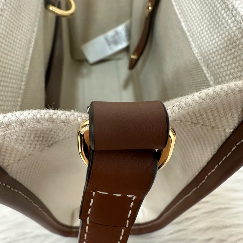 burberry 80441431 白帆布咖邊兩用包 斜背包-17